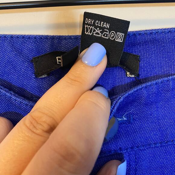 Etcetera Bright Royal Blue Tapered Leg Jeans Ankle Zipper Mid Rise Sz 8 - Picture 5 of 9